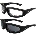 Birdz Eyewear Oriole Bifocal Safety Motorcycle Sunglasses 3 Pairs Black Frames 1.5 Clear & Smoke Lenses Carry Bag (Clear & Smoke)