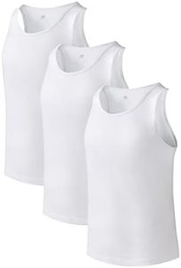 DAVID ARCHY Men's Tank Top Bamboo Rayon Undershirts Tank Shirt Moisture-Wicking A-Shirt for Men, 3-Pack (L, White)