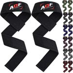 AQF Weight Lifting Straps for Gym, non-padded Training Wrist Support Straps Bodybuilding Powerlifting Fitness Webbing Bar Grips (Black)