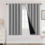 H.Versailtex 100% Blackout Curtains Window, Light blocking Curtains, Thermal Insulated & Warm Protecting, Curtains Eyelet for Living Room, Bedroom,66 x 54 Inch,2 Panels,Light Gray Curtains