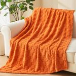 NEWCOSPLAY Super Soft Throw Blanket Orange Premium Silky Flannel Fleece 3D Checkered Lightweight Bed Blanket All Season Use (Orange Checkered, Throw(50"x70"))