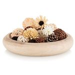 Hanobe Large Decorative Wooden Bowl: Round Paulownia Wood Centerpiece Dough Bowls for Home Decor 12.6" Rustic Natural Fruit Bowl for Coffee Table Key Tray for Entryway Moss Holder