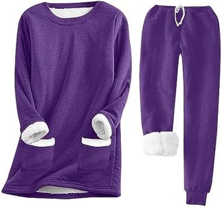 B-875 Purple Teen Girls Outfits Sweatsuits Tops Shirts Pants Outfit Pajamas Sleepshirts Sweatshirt Tracksuits for Women Thermal Fuzzy Two Piece Outfits Sweatsuits 9E M