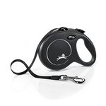 Flexi New Classic Tape Black Large 5m Retractable Dog Leash/Lead for dogs up to 50kgs/110lbs