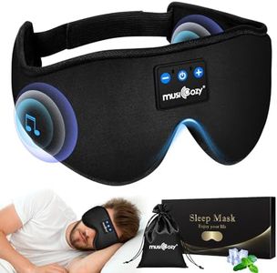 Musicozy Auriculares para dormir con Bluetooth, máscara suave para dormir, 100 % opacas, con altavoces finos y 16 horas de tiempo de reproducción para un sueño cómodo durante mucho tiempo, regalos