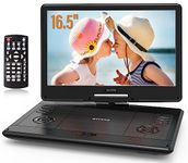 WONNIE 16.5" Portable DVD Player with 14.1" Large HD Swivel Screen, 6 Hours Rechargeable Battery, High Clear Volume Speaker, Support USB/SD Card/Sync TV, Last Memory and Multiple Disc Formats