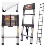 Telescopic Ladder 3.2m 10.5FT Folding Extension Ladder, Solid Portable Loft Ladders with for Double Lock Catch, Ladder for RV, Attic, Home and Outdoor Work, Max Load 150kg