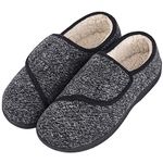 LongBay Men's Diabetic House Slippers Memory Foam Comfy House Shoes Extra Wide Non Slip (11, Woolen Black)