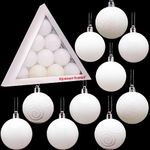 Christmas Concepts® Pack of 10-60mm (2.4") Christmas Tree Baubles - Shiny, Matte & Glitter Decorated Baubles (White)