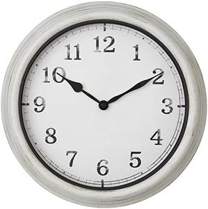 TFA Dostmann Horloge Murale XL pour Exterieur, 60.3067.02, Grande Horloge, Design rétro, Résistant aux éclaboussures, pour Jardin/Terrasse/Balcon/Patio/Véranda, Blanc