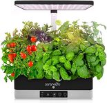 SereneLife Smart Indoor Garden - Hydroponic Herb Garden with 4000K Grow Lights Panel, Control Panel Settings, Water Stick, No Soil, Mess-Free, Height Adjustable, Grows Up to 6 Plants