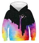 Ainuno 3D Hoodies Pullover for Boys Girls Juniors Kids Long Sleeve Sweater Shirt Cute,Galaxy Colorful Milk 6-8 Years