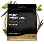 Protein Works | Vegan Protein 360 - Gold Innovation, Vanilla Crème, 33 Servings, 100% Plant Based & Natural, Premium Multi-Protein Blend, Low Fat Shake, Low Calorie Shake, 1kg