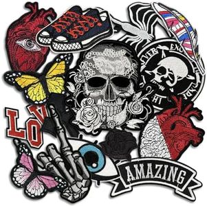 Dark Embroidered Applique Iron On Patches for Clothing, Rock Band Patches for Jackets, Cool Sew Patch for Backpacks, Jeans, Hats, DIY Accessories (Dark4 15 PCS)