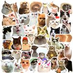 TIESOME Funny Cat Decals Stickers, 50 Pcs Kawaii Cat Stickers Waterproof Water Bottle Stickers Vinyl Aesthetic Kitten Stickers Aesthetic Decals for Cat Lovers Scrapbook Laptop Phone