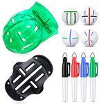 Geeorzo Golf Ball Line Drawing Marking Alignment Kits, 2 Pack Golf Ball Liner Template and 4 Pieces Golf Ball Markers (2Pack)