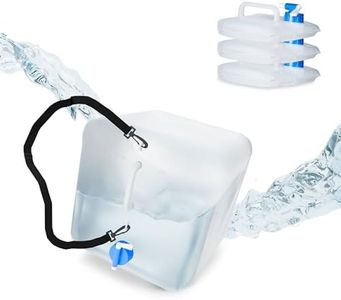 Relaxdays Faltbarer Wasserkanister 4er Set 20 l Pack 4 Bidones Plegables, Garrafas Agua Grifo y Correa, Depósitos Líquidos sin BPA, Transparente/Azul