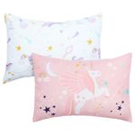 JISEN Toddler Pillowcases for 33x46cm 30x40cm 35x48cm Pillow Unicorn Toddler Pillow Case for Girls 2 Pack Kids Pillowcase for Sleepy Pillows Travel Pillowcases Pink/White