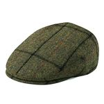 FEINION Men's Wool Tweed Newsboy Ivy Cap Gatsby Golf Flat Hat, Plaid Light Green, 7 3/4