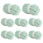 BALAPET 8 Pack Chunky Chenille Yarn for Crocheting & Knitting, 31.7yds 8 oz Each Skein Soft Fluffy Kitting Yarn Set, Thick Velvet Plush Yarn for Handcrafts Weaving Making Blankets, Mint Green