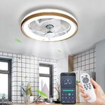 HORXFLIG Ceiling Fans with Lights and Remote, 48CM Smart Quiet Low Profile Modern LED Ceiling Fan 3 Color 6 Speeds Dimmable Ceiling Fan Lights for Bedroom Living Room