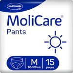 MoliCare Pants Day - Disposable Pull Up Pants for Moderate Urinary Incontinence, Discreet Use for Women and Men, Size M (80-120 cm), Pack of 15