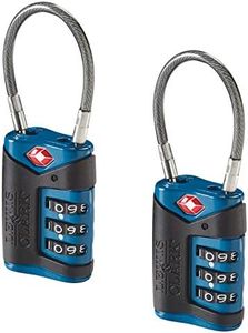 Lewis N. Clark TSA-Approved Combination Luggage Lock with Steel Cable (2-Pack), Blue, One Size