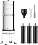 OEMIRY 3.25G Gravity-Fed Water Filter System with Stand, NSF/ANSI 42&372 Certified, 304 Stainless Steel Countertop System with 3 Carbon Filters for Home, Camping, RVing, Reduce 99% Chlorine, Lead