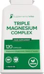 Triple Magnesium Complex - 3 in 1 Magnesium Blend - Magnesium Bisglycinate, Malate and Taurate with Vitamin B6 - Magnesium Supplements for Women and Men - Magnesium Complex Supplements - 120 Capsules