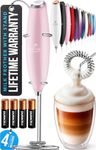 Zulay Kitchen Powerful Milk Frother (4 Duracell Batteries Included) - Handheld Milk Frother Wand Drink Mixer for Coffee - Powerful Milk Foamer for Cappuccino, Frappe, Matcha & Creamer - Cotton Candy