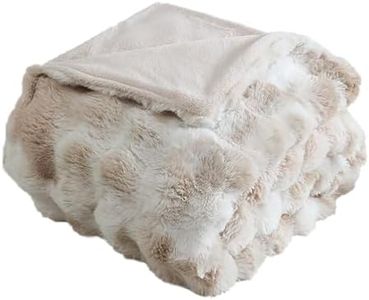 Faux Rabbit Fur Throw Blanket, Luxury Soft Warm Bubble Blanket for Bed, Couch, Sofa, Tie-dye Camel, 130 X 160 CM