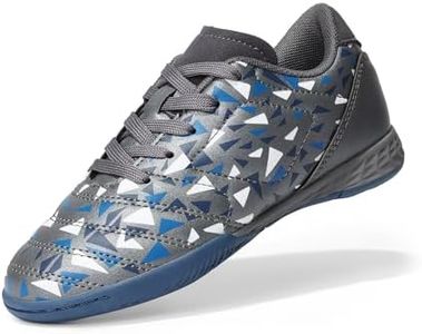 DREAM PAIRS Boys Girls Indoor Sneakers Lace Up Sport Athletic Casual IC Youth Futsal Football Soccer Shoes for Little/Big Kid,Size 13 Little Kid,Grey/Royal/Blue,SDSO2412K