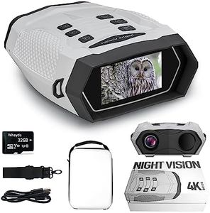 Wheyda Night Vision Goggles - 4K Night Vision Binoculars for Adults, 3'' HD Screen Backlit Button and 32GB TF Card for Photos and Videos (White)