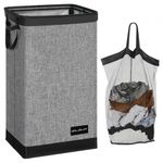 100L Foldable Laundry Hamper with Removable Bag - Durable Grey Laundry Basket for Laundry Storage- Sturdy Handles - Ideal Dirty Clothes Bin