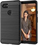 Google Pixel 2 XL Case,Slim Thin [Anti-Fingerprint] TPU Shock Absorption Carbon Fiber Pattern Flexible Soft Skin Silicone Protective Case Cover for Google Pixel 2 XL (Black)