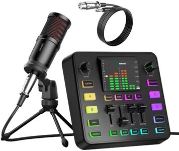 Podcast Equipment Bundle, Audio Mixer with Dynamic Microphone for PC, Gaming Equipment Set for Podcast Recording, Changer Voice/Denoise/Reverb/Bluetooth,Live Streaming, Video Vocals(Phone/PS5)