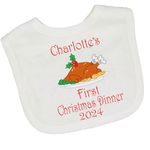 Personalised My 1st First Christmas Dinner 2024 Baby Bib Turkey Girls Boys Outfit Costume