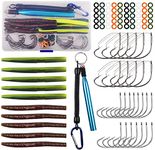 Wacky Rig Tool Kits Weddless Fishing Hooks Worms Senko Bait Weedless Hooks WackyO Rings Artificial Stick Baits Lures for Wacky Rig Bass Fishing 86PCS