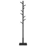 VASAGLE Coat Rack, Solid Wood Coat Stand, Free Standing Hall Coat Tree with 8 Hooks for Coats, Hats, Bags, Purses, for Entryway, Hallway, Rubberwood Hooks and Pole, Ink Black RCR010B01