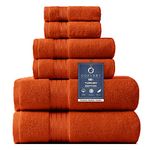 COZYART Burnt Orange Bath Towels Set for Bathroom Turkish Cotton Thick Soft Absorbent Durable 650 GSM Towel Set of 6, 2 Large Bath Towels, 2 Hand Towels, 2 Washclothes