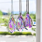 Crystal Rainbow Suncatcher,Hanging Window Prism Glass Sun Catcher 76mm/63mm/50mm AB Coating Chandelier Prism Parts,Pack of 3