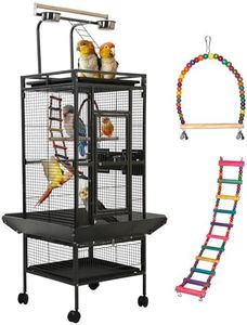 Large Bird Cages for Parrots,Bird Flight Cage for Parakeets,Cockatiel Cage for Birds,Large Parakeet Cage with Stand,Parrot Cages Cover,Seed Catcher,Toys,Feeders,Trays for Conure Canary Lovebird Budgie