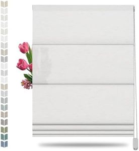 BERISSA Roman Shades for Windows, Linen Roman Blinds,Room Darkening Thermal Insulated Window Shades for Home Living Room Bedroom, Light Filtering Linen Color White,Custom Size