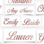 Personalised Name Stickers Rose Gold Vinyl Wine Glass Box Water Bottle Wedding