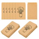 CINPIUK Wedding Favor Seed Packets, 100PCS Let Love Grow Self Adhesive Seed Packets Mason Jar Flowers Retro Kraft Envelopes Seeds Storage Paper Packets for Rustic Wedding Baby Shower Favors