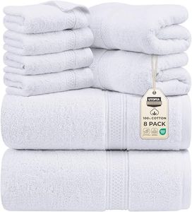 Utopia Towels Premium 8 Piece Towel Set - 2 Bath Towels, 2 Hand Towels and 4 Washcloths Cotton Hotel Quality Super Soft and Highly Absorbent (White)