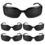 UPIQNG 5Pcs Pinhole Sunglasses Black Pinhole Eye Shield Portable Outdoor Eye Care Glasses Vision Correction Glasses Full Hole Eyes Exercise Glasses