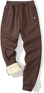 Gihuo Men's Sherpa Lined Athletic Sweatpants Winter Warm Track Pants Ribbed Leg Jogger Pants(Brown-S)