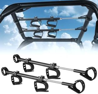 Drieaco UTV Overhead Gun Rack Fits 21-28" Spacing Roll Bars, Adjustable UTV Gun Holder Rifle Rack for Polaris Ranger Can Am Defender Pioneer Mule, Shovel Mount Bow Metal Holder Hunting Tool Roof Racks