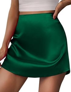 Zeagoo Teen Girls Short Skirts Casual Cute Y2k Skirts Stain Silk Mini Skirt High Waisted Summer Skrits,Green,s